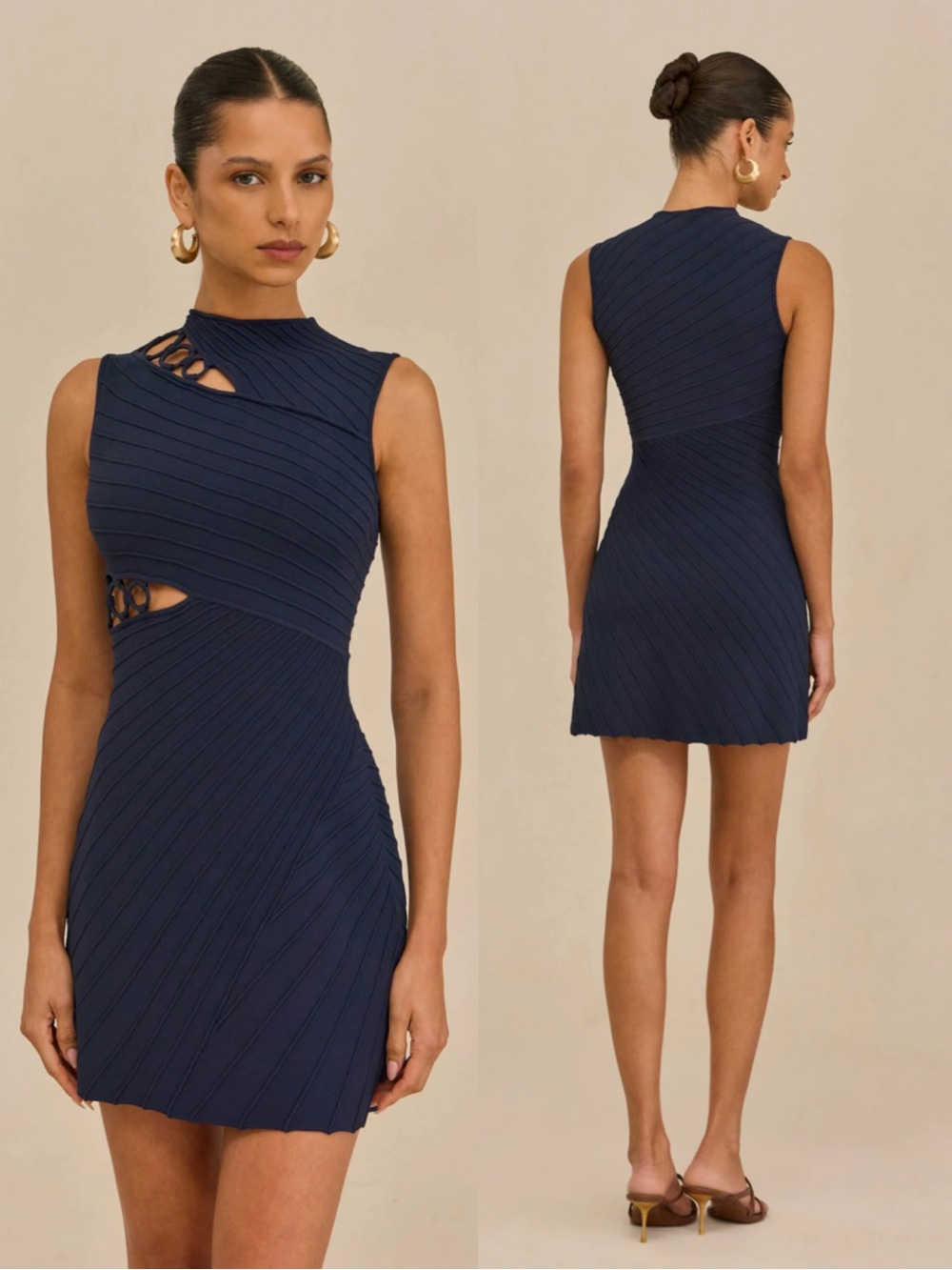 Cult Gaia Cala Knit Mini Dress in Deep Lake navy blue Size XS NEW! With tags!
